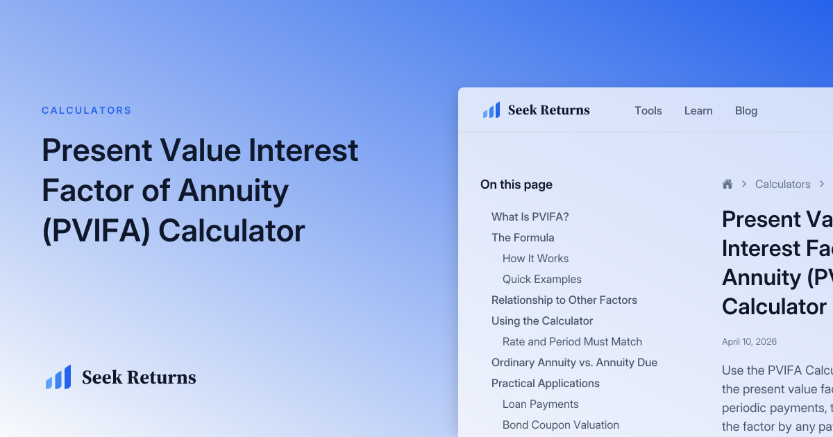 Present Value Interest Factor of Annuity (PVIFA) Calculator